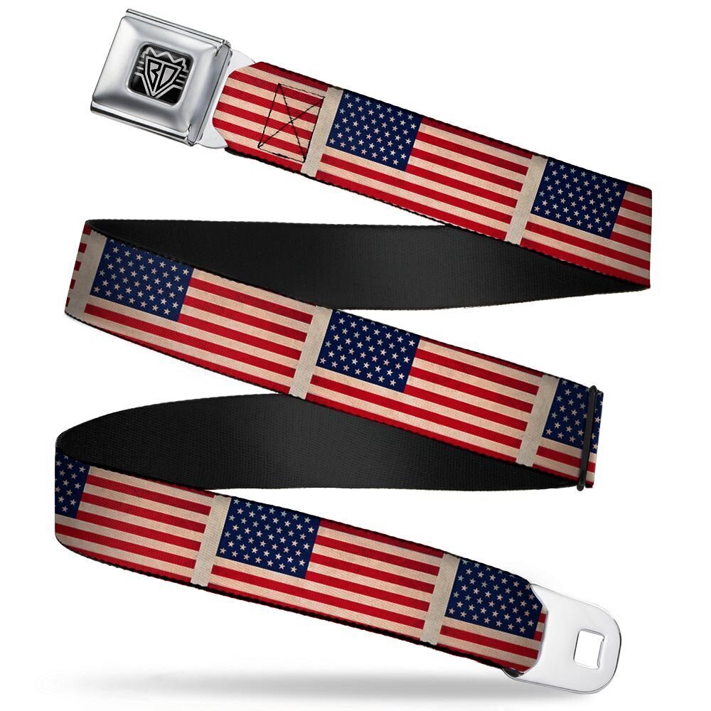 3472 Seatbelt Belt American Flag Weathered Color Repeat 1.0" Wide
